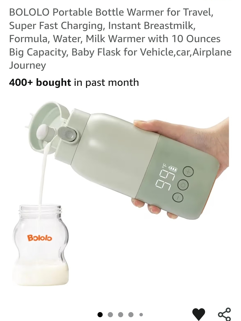BOLOLO Portable Baby Bottle Warmer - Sage Green